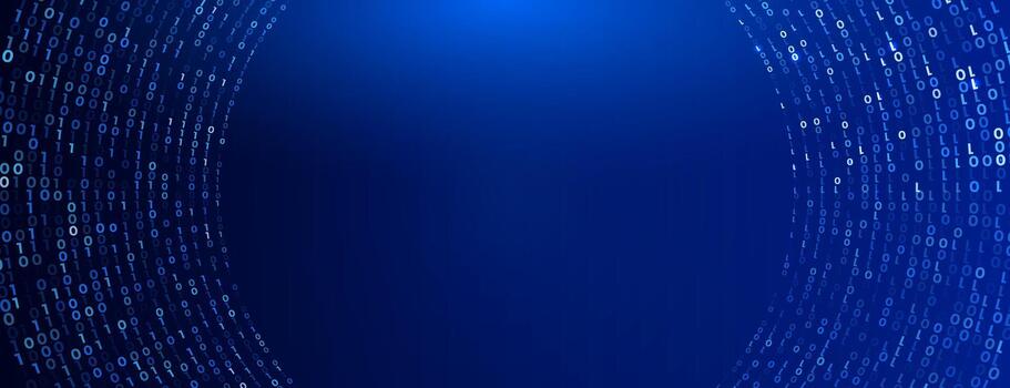 Blue Circular Matrix Frame Technology Background. Binary Computer Code Dynamic Spiral. Programming, Coding, Hacker Concept. Binary Numbers Moving in Circle. Sci-fi Background. Illustration vector