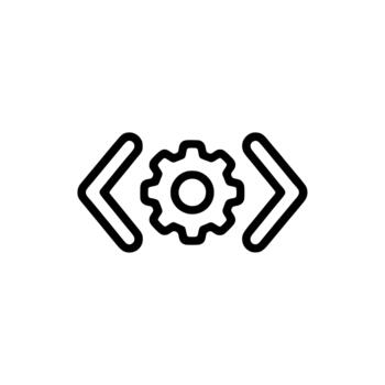 Minimalist Outline Coding Gear Software Development Program Icon vector