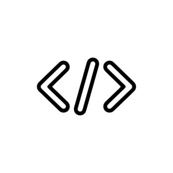 Minimalist Outline Coding Bracket Slash Programming Web Development Icon vector