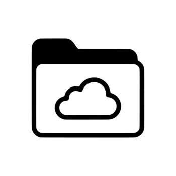 minimalista nube carpeta datos almacenamiento documento interfaz contorno icono vector