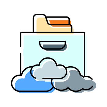 Cloud storage file folder computing network data icon vector