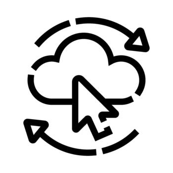 Cloud data synchronization process with connecting arrows vector