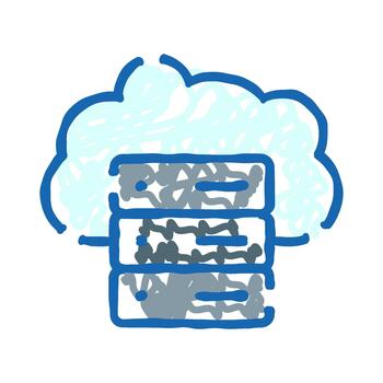 Cloud computing concept doodle with server racks vector