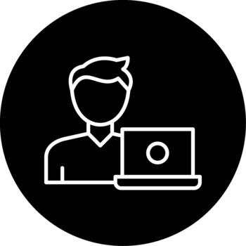 Software Developer Programmer Glyph Circle Inverted vector