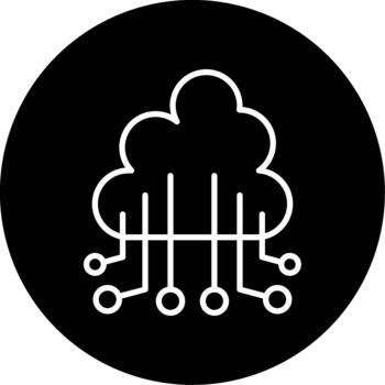 Cloud Computing Technology Glyph Circle Inverted vector