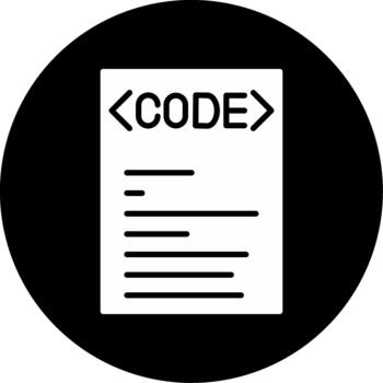 Computer Coding Process Glyph Circle Inverted vector