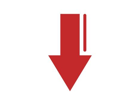 Red Down Arrow Icon for Decrease and Decline vector