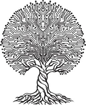 tecnología circuito árbol vector