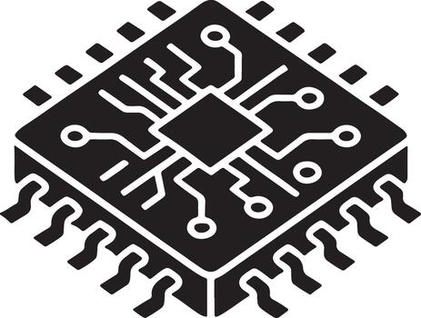 Isometric Microchip Processor Icon Representing Advanced Computing Technology vector