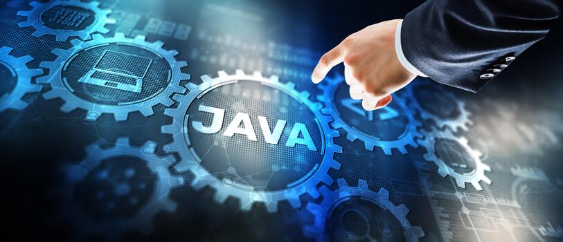 Java programming language web development concept. Technology Internet concept photo