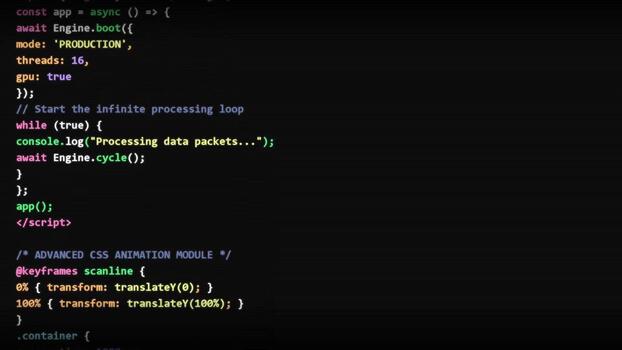 desplazamiento fuente código en oscuro antecedentes presentando múltiple programación idiomas, base de datos consultas, y web desarrollo guiones video