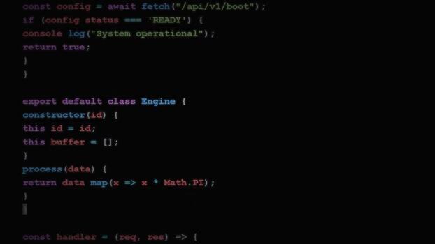 programming code editor screen displaying software development syntax, backend engineering process, algorithms, data analysis, computer science video