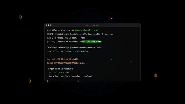 Terminal command line interface window displaying software code, system logs, data processing, server administration, backend development environment video