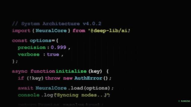 Computer code appearing on dark screen representing software development, backend programming, system architecture, script execution, data processing, tech innovation video