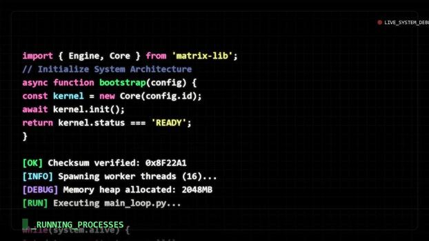 Programming code scrolling on black screen, software development terminal interface, backend engineering, data processing and cybersecurity operations video