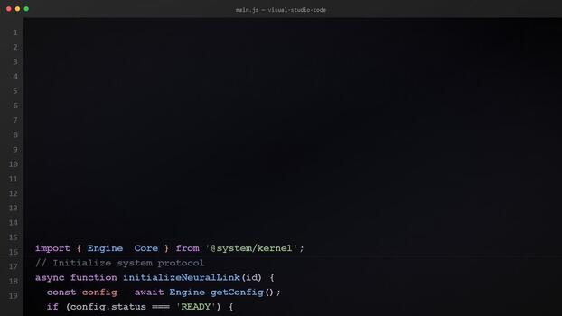 Software code terminal interface with blinking cursor, programming script, coding language, digital development process video