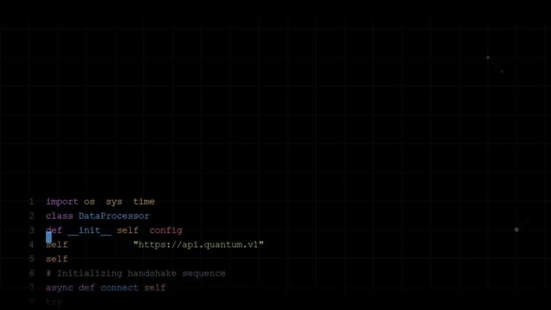 Python programming code scrolling on dark screen editor for software development, data processing, backend engineering, algorithm logic video