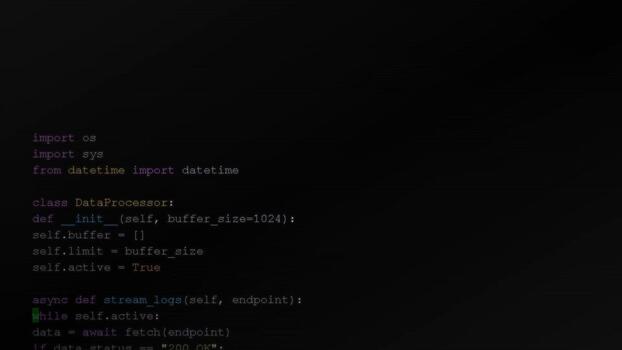 python code snippet displayed on dark digital screen, software development process, programming language syntax, backend engineering, data processing logic video