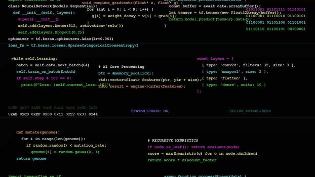 digital texto interfaz con técnico documentación, software código fragmentos, programación registros, base de datos sistemas, la seguridad cibernética datos análisis video