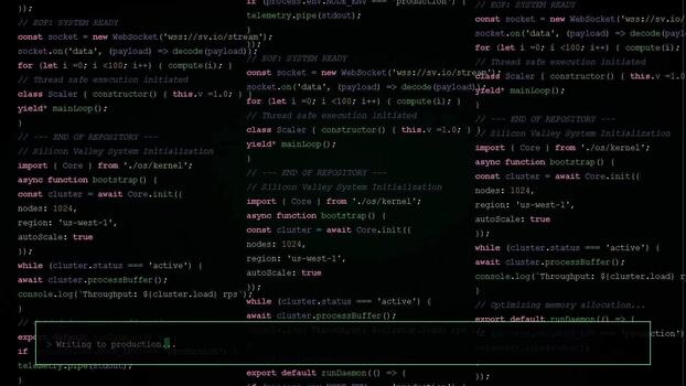 scrollen computer bron code Aan donker scherm, software ontwikkeling werkwijze, programmering taal syntaxis, terminal koppel, gegevens verwerken, backend bouwkunde video