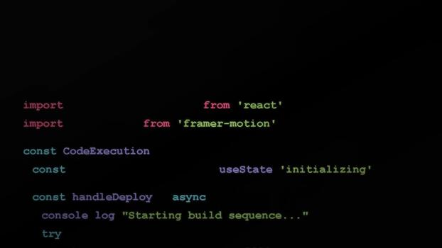 programming code editor with react and framer motion import statements, software development, web app video