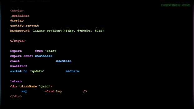 Software source code editing screen displaying programming syntax, algorithm development, digital infrastructure, technology backend video