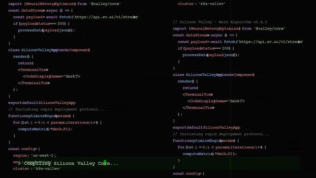 computadora pantalla mostrando complejo software fuente código, desplazamiento programación sintaxis en un oscuro idea, tecnología desarrollo antecedentes video