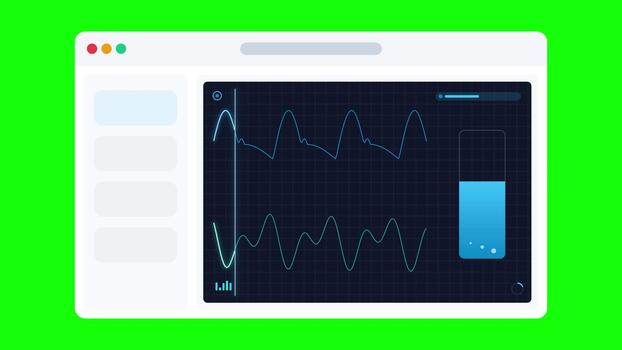 Oscillating waveform data interface in multiple browser windows video