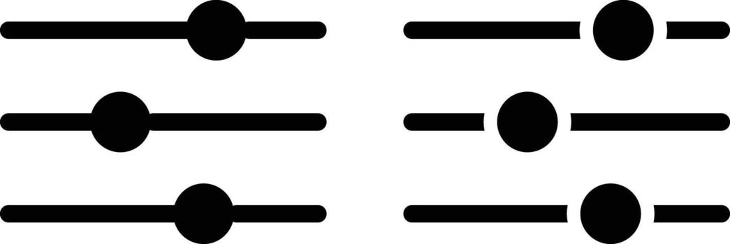 horizontal slider controls icon set. adjustable settings and equalizer knobs vector
