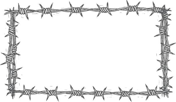 Rectangular barbed wire border frame sketch vector
