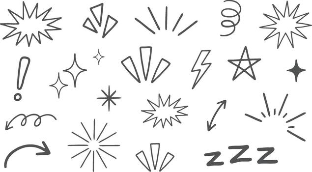 Hand drawn comic action elements set vector