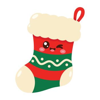 Cute Winking Patterned Christmas Stocking vector
