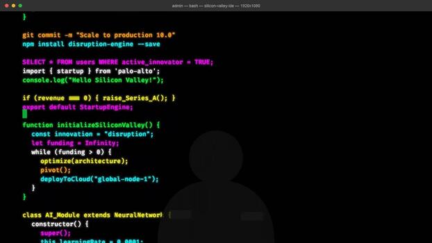 Software developer working on complex programming code, syntax highlighting, system architecture, database management and digital software development video