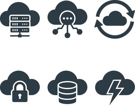 Cloud computing technology icons set vector