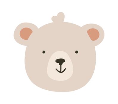 Cute bear face boho element vector