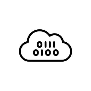 Minimalist Line Style Cloud Computing Binary Code Storage Technology Icon vector