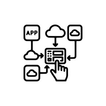 Outline Cloud Computing Application Integration Dashboard Control Interface Icon vector