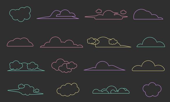 cloud outline bundle vector