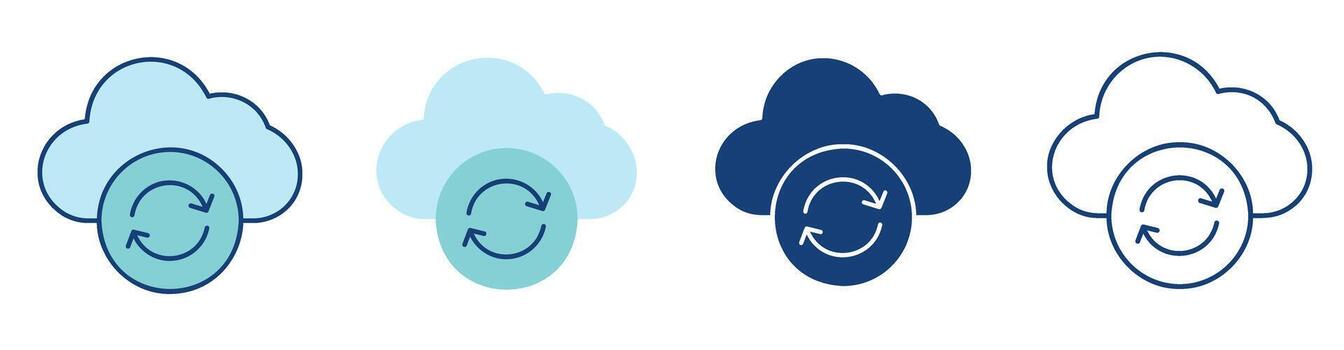 Cloud Sync Backup Data Refresh Technology Icon Set vector