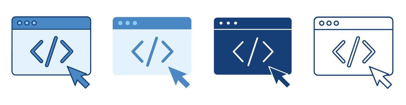 Web Development Coding Programming Browser Window Icon Set vector