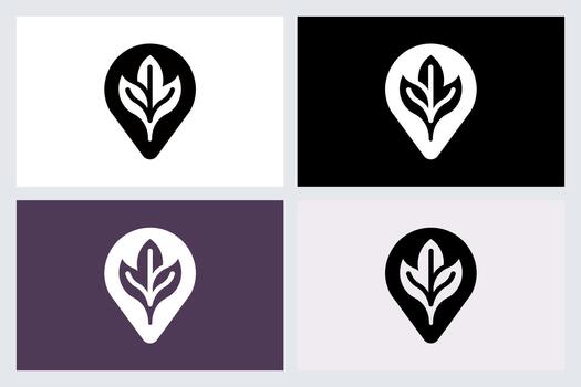 Eco Leaf Map Pointer Logo Icon Set vector
