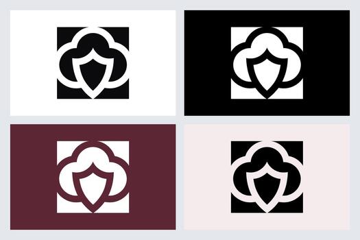 Cloud Shield Security Logo Concept Set vector