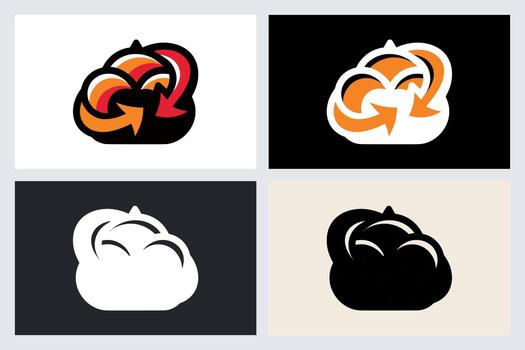 Cloud Data Sync Logo Icon Set vector