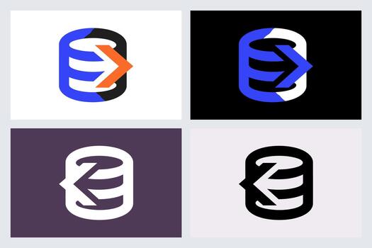 Database Data Transfer Icon Set Logo vector