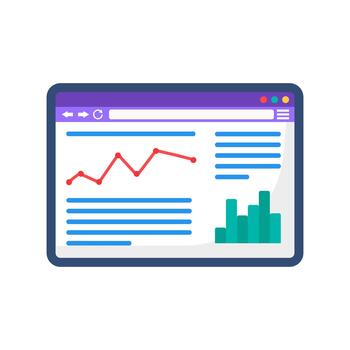 web navegador tablero estadístico interfaz plano icono vector