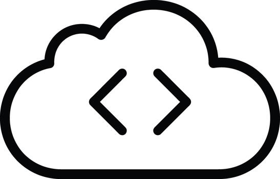 Minimalist cloud outline featuring programming code brackets inside shape vector