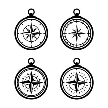 Compass with clock background vector