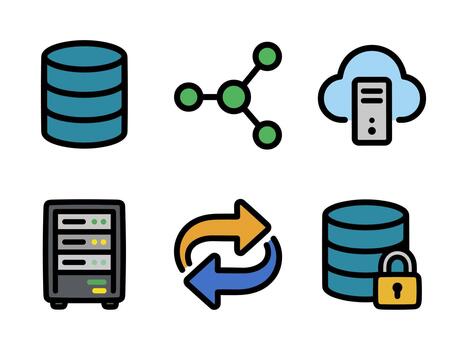 Data and Cloud Computing Technology Icon Set vector