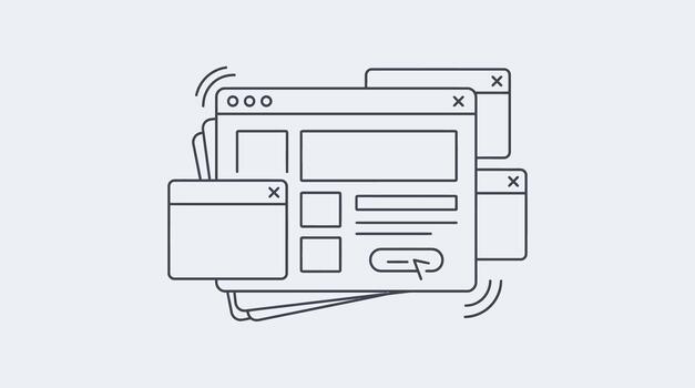 computadora pantalla interfaz ventanas con cursor Interacción elementos vector