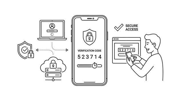 Secure digital access verification code authentication with technology elements vector